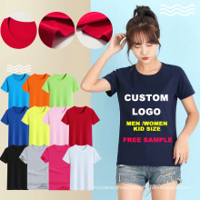 Printed custom logo design camiseta sport clothing embroidery sublimation blank white women men kid oversized 100% cotton tshirt